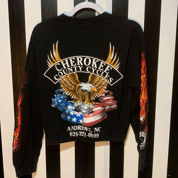 Y2K POW MIA Never Forget Biker Shirt Eagle & Flames Graphic Long Sleeve Medium - Picture 11 of 17